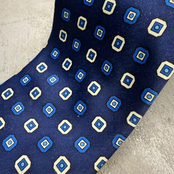 Coveri Collection Tie Handmade Silk Blue Polka Dot 3" - Picture 2 of 5